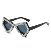 (6 PACK) Wholesale Sunglasses New Arrival Butterfly Rhinestone Unique Fashion Hip Hop Women 2024 - BulkSunglassesWholesale.com - Black Frame Black Black Lens